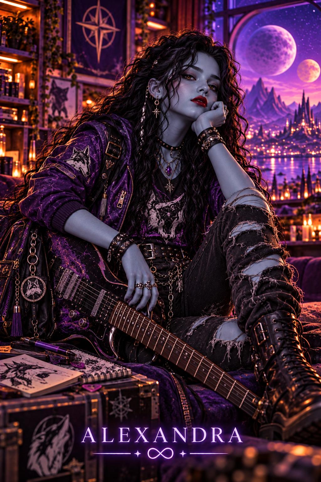 Alexandra with a guitar.